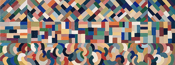 Indianola, 1972, 36 x 96”, acrylic on canvas